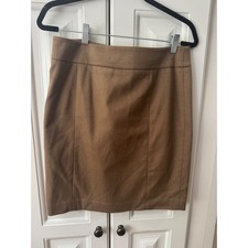 Ann Taylor Brown Lined Pencil Skirt Size 6 Wool Blend Zip Back Knee Length