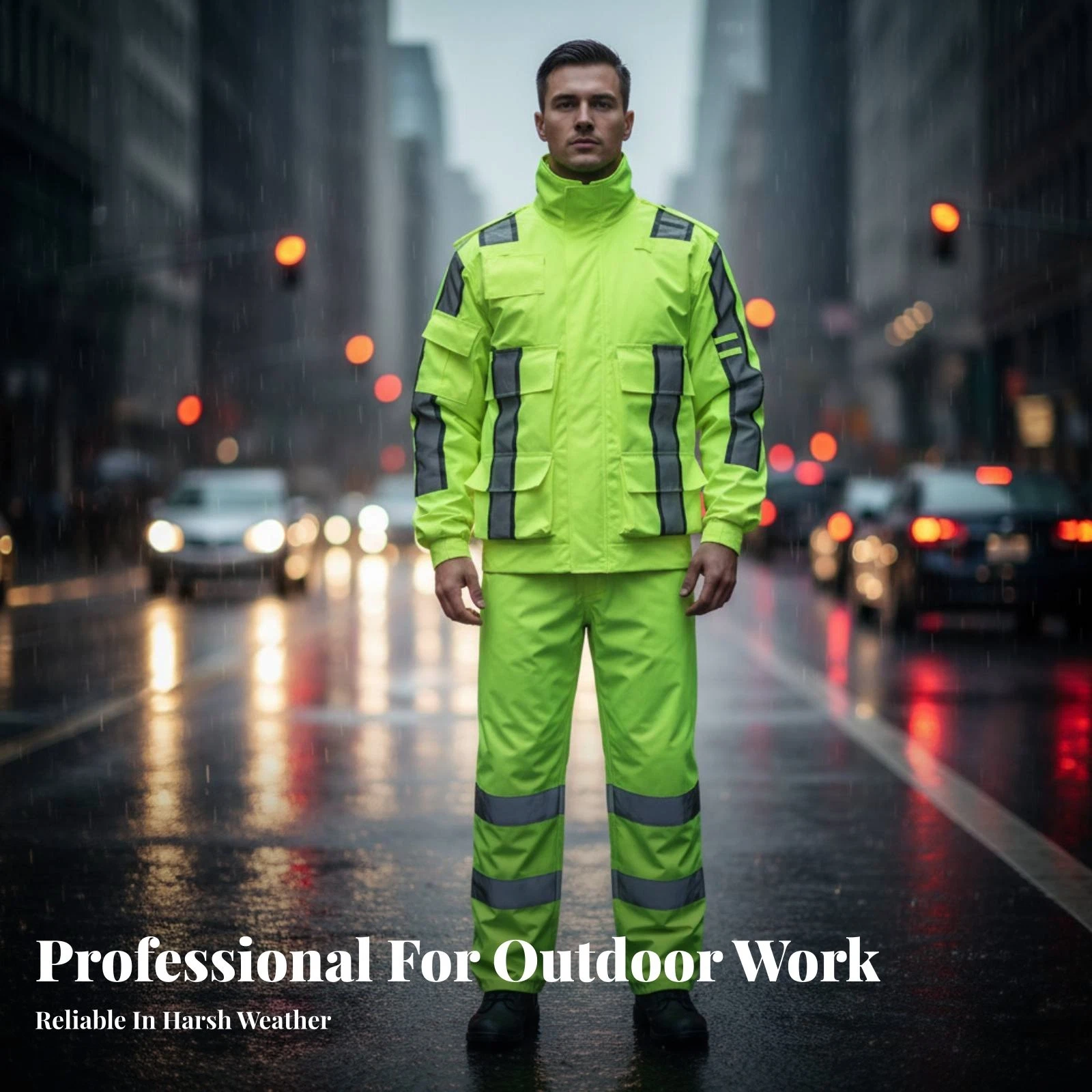 Reflective Rain Suit Long-Lasting High Visibility Rain Suit Windproof