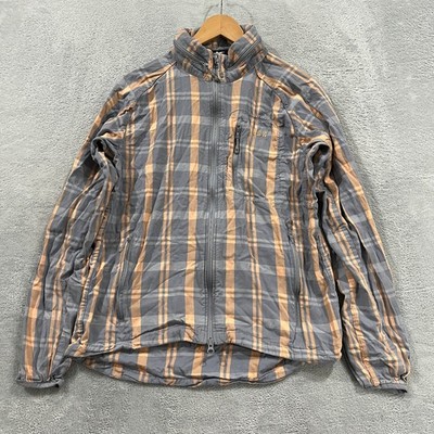 NIKE Sportswear NSW Jacket Mens Medium Gray Orange Plaid Lightweight Hood