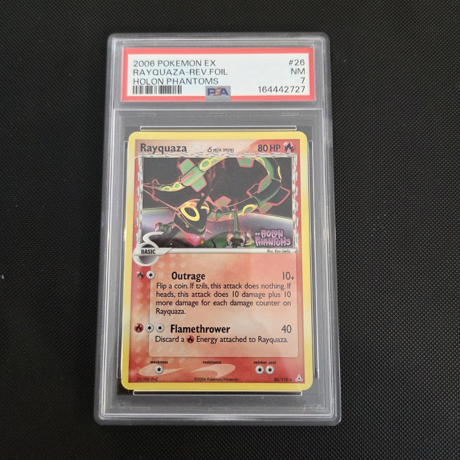 Pokemon Card - Rayquaza Reverse Foil 26/110 2006 Holon Phantoms - PSA 7