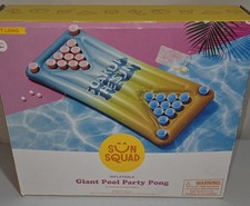 Sun Squad Inflatable Giant Pool Party Pong Extra Built-In Cup Holders 6 ft Long
