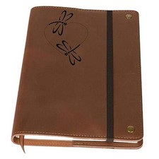 The - Real Leather Refillable Writing Journal  Elastic Strap  Dragonfly Heart