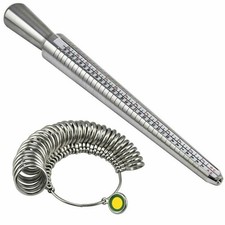 Metal Ring Sizer Guage Mandrel Finger Sizing Measure Stick Standard Jewelry Tool