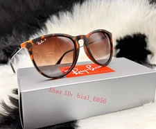 Ray-Ban Erika RB4171 Polarized Sunglasses Tortoise Frame Brown Gradient Lens UV