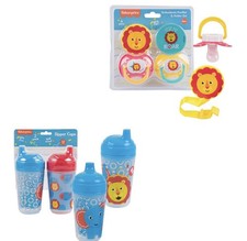 Fisher-Price BPA-Free Sippy Cups 2 Pack  Pacifier Holder Set, 12M Dishwasher  