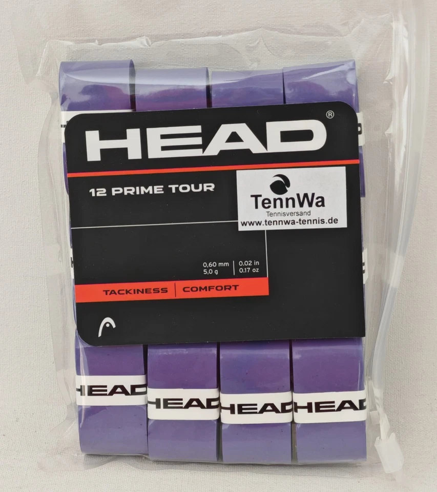 Neue Farbe: 12er Pack HEAD Prime Tour Grip, Top-Overgrip 0,6mm purple (lila) - Bild 1 von 1