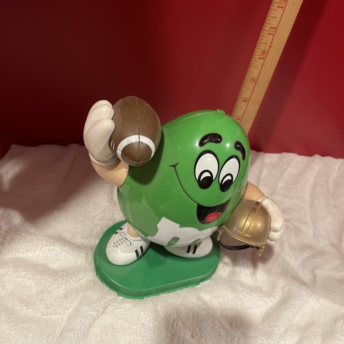 Rare Green M&M Football Player Candy Dispenser Collectible