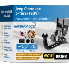 ANHÄNGERKUPPLUNG für Jeep Cherokee 14-18 vert. abnehmbar BRINK +13pol E-Satz ABE