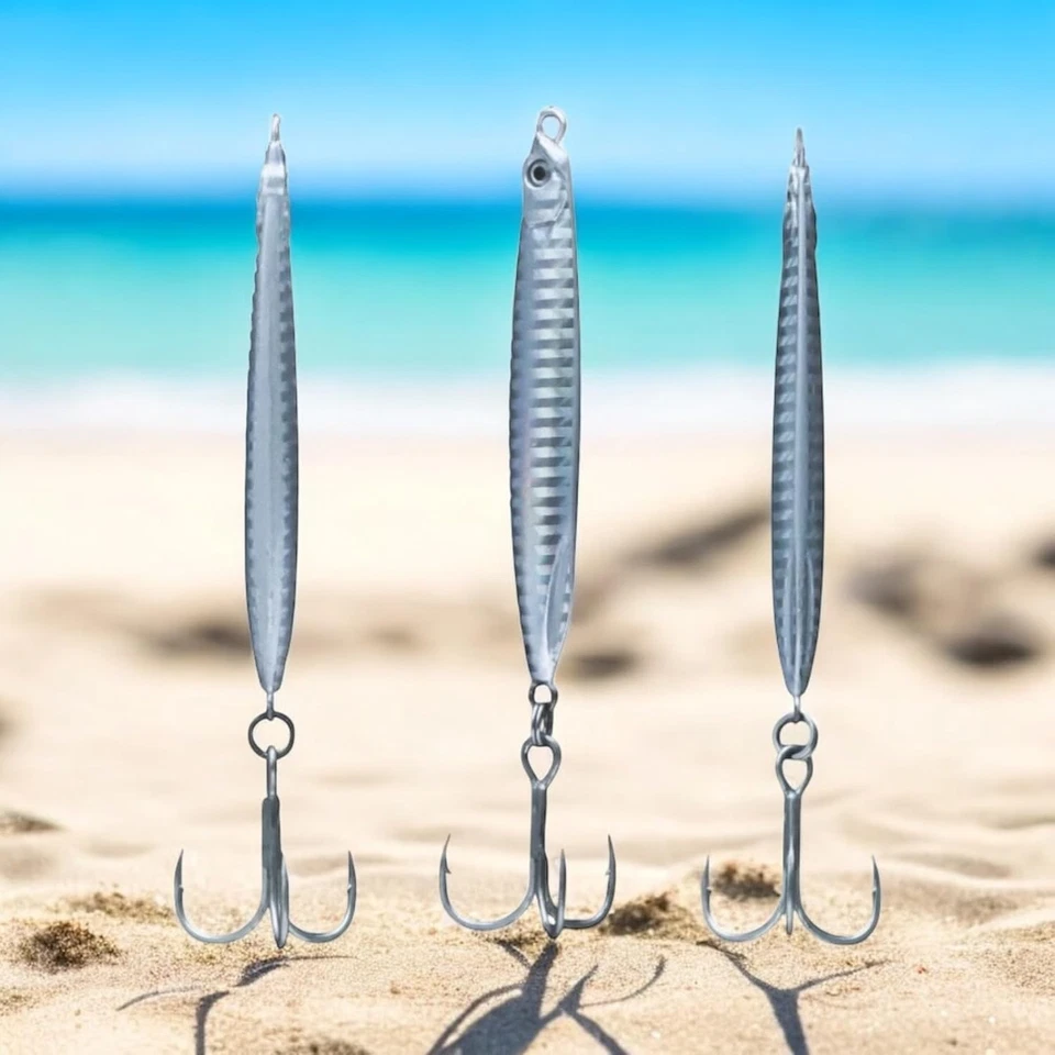 NAVICATCH Señuelos de pesca plateados de agua salada plantillas de pesca para pez azul, lubina a rayas. Foto 3 de 4