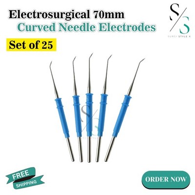ESU Curved Needle Cautery Electrodes for Diathermy Electrosurgical 25pcs pencils