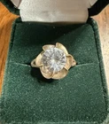 VINTAGE Beautiful Sterling Silver Frame Clear Stone Ring Size 9