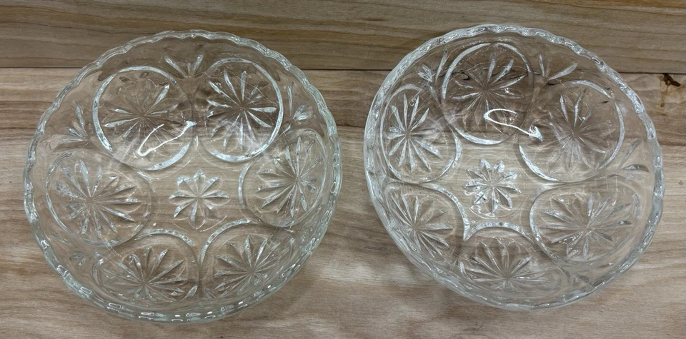 "Juego de 2" de vidrio transparente medallón de frutero de postre Anchor Hocking de 4-1/2"" de diámetro" Foto 3 de 4