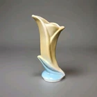 Vintage Shawnee Pottery Yellow and Blue 5" Bud Vase 112-5