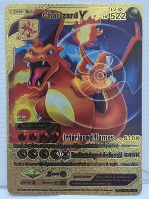 Pokémon Charizard V Gold Metal Foil SR Evolution 522 HP 166123 Attack Card