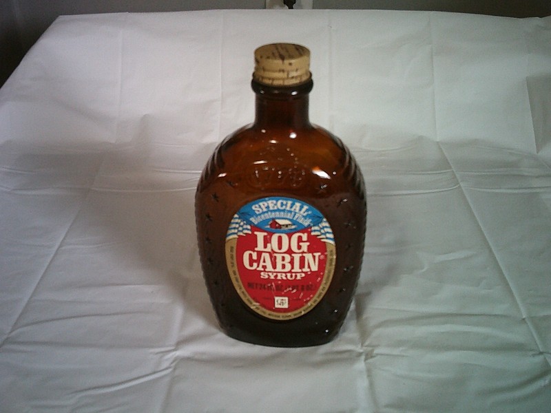 Vintage Log Cabin Syrup Amber Bottle Special Bicentennial Flask