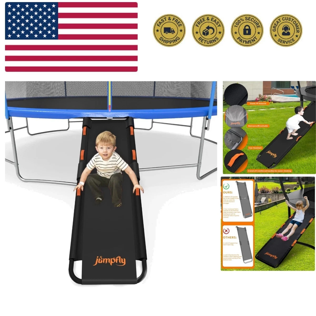 MASGAMES Trampolino Force 244 Cm Con Rete Di Sicurezza E Scala - Acciaio Zincato, Molle Coniche, Resistente Alle Intemperie, Per Bambini E Adulti - 2