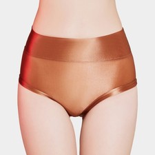 Womens See-through Oil Shiny Glossy Bikini Panties Briefs High Waisted Underwear