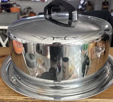 Vintage Everedy Co Chrome Locking Lid Cake Carrier Made In USA