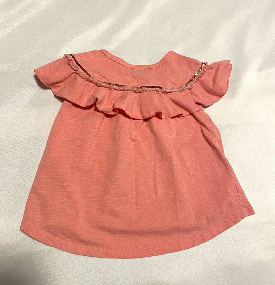 Top Lucky Brand Niñas Rosa Volantes Lentejuelas Flecos Cuello Talla 2T Foto 2 de 4