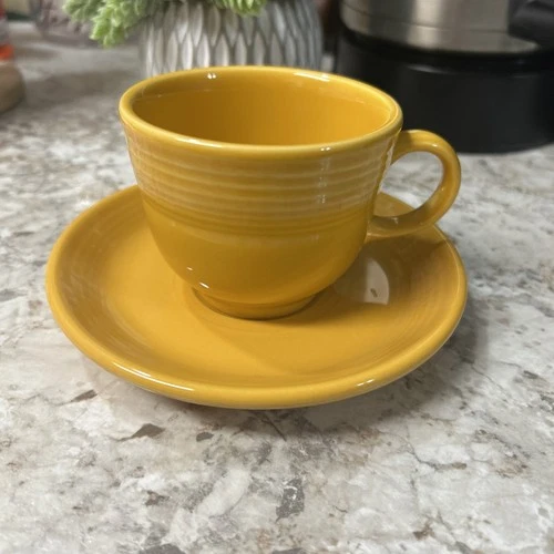 Fiesta Sunflower Yellow Cup & Saucer Set Homer Laughlin USA Fiesta Ware