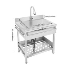 Single Bowl Sink with Pull-Out Faucet Freestanding Commercial Restaurant Kitchen