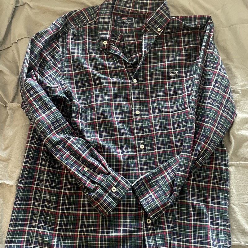 Vineyard Vines Men’s Classic Fit Tucker Shirt Large Green Blue Red Never Worn