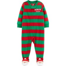 New Carter's One Piece Striped Fleece Christmas Sleeper PJS Pajamas 24 mo NWT