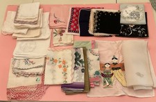 Vtg. Lot 25 Handkerchiefs Linen Valentino Silk Flowers And More