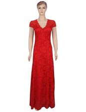 Sales Red Lace Floral Wedding Bridal Ball Gown Evening Long Dress UK Size 10