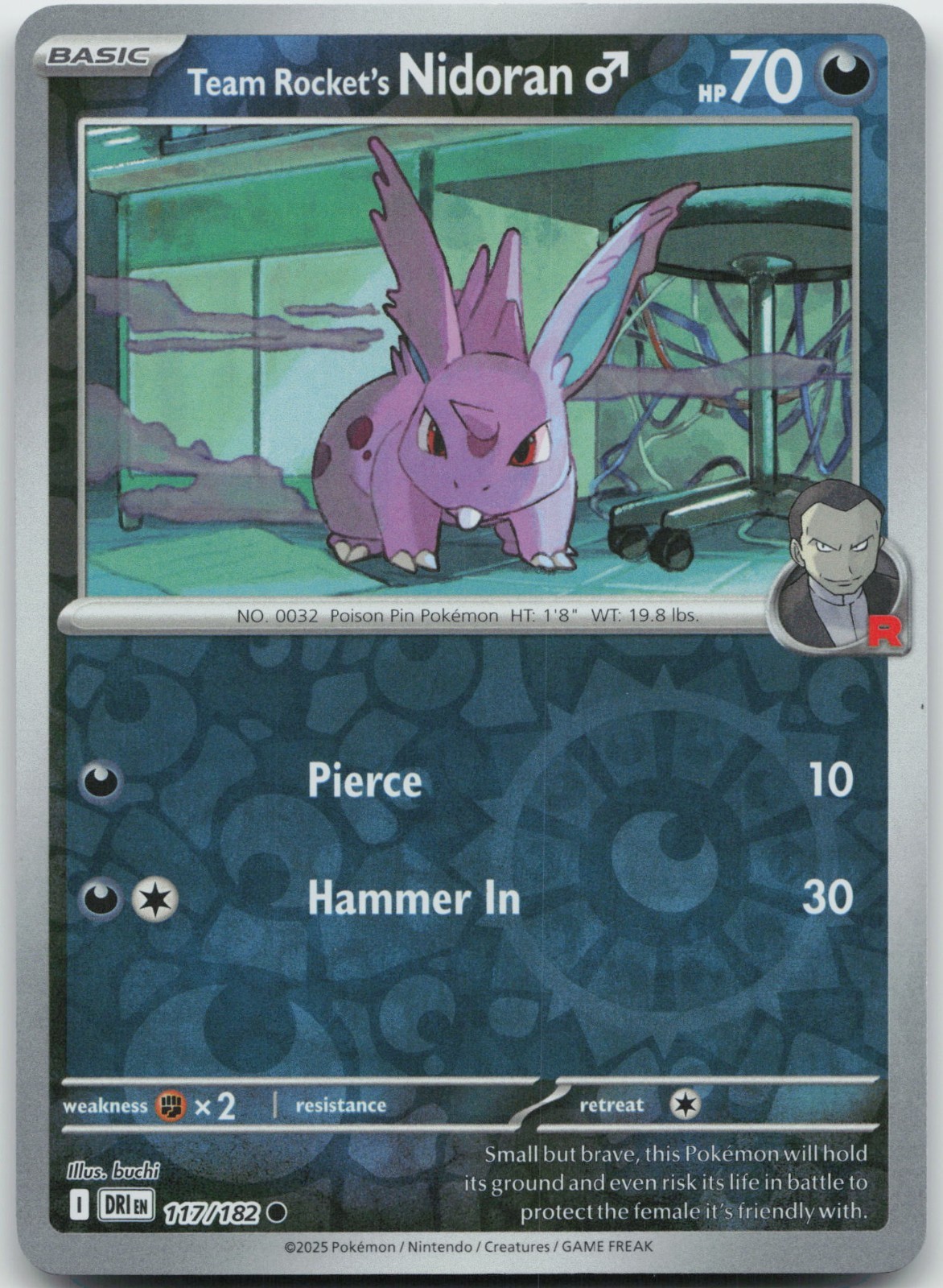 Team Rocket's Nidoran M 117/182 Reverse Holofoil (RH) SV10: Destined Rivals - NM