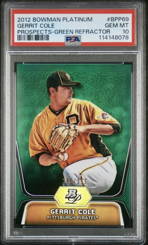 2012 Bowman Platinum Gerrit Cole Green Refractor /399 PSA 10 Gem Mint Prospect