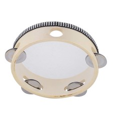 Hand Held Tambourine Drum 6 inch Bell Birch Metal Jingles 6 drum, Black