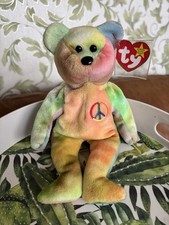 Collectable Ty Beanie baby bear plush toy named Peace