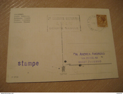 CALABRIA Ferrovia 1975 To Palermo Cancel Donate Sanghe Blood Donnor Health Cance
