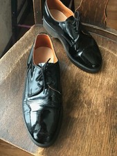 Vintage Docs Dr. Martens Black Patent Leather Oxfords Made In England US sz 6.5