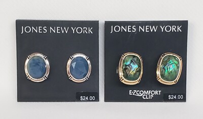 Jones New York Silver And Gold Tone Faceted Blue And Green