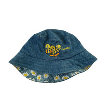 Vintage Looney Tunes Tweety Embroidered Lined Denim Medium Bucket Hat VTG