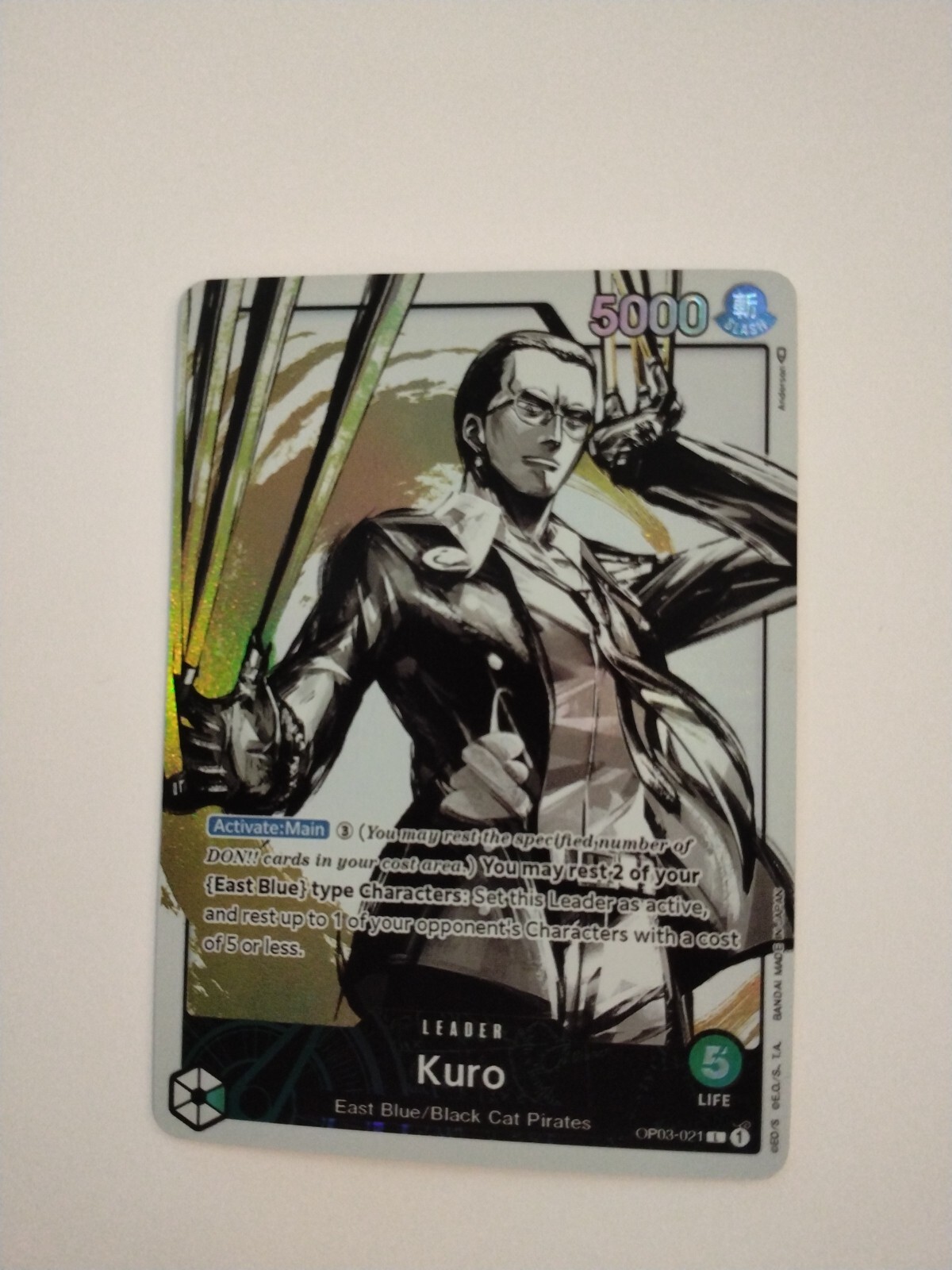One Piece Card Game Kuro Leader OP03-021 Alt Art English Proxy Green 