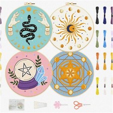Mystic Stitchery: Beginner's Tarot Embroidery Set - Complete Kit with 4 Tarot St