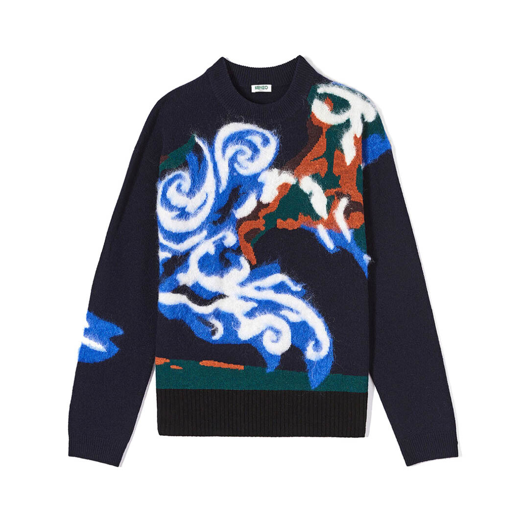 Мужской свитер Kenzo World Knit от Kenzo F965PU2103CC темно-синего цвета - АБСОЛЮТНО НОВЫЙ С БИРКАМИ 58390₽