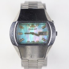 Vintage Orient Apollo Y469685-4A Automatic 21J Blue MOP Dial TV Case Watch