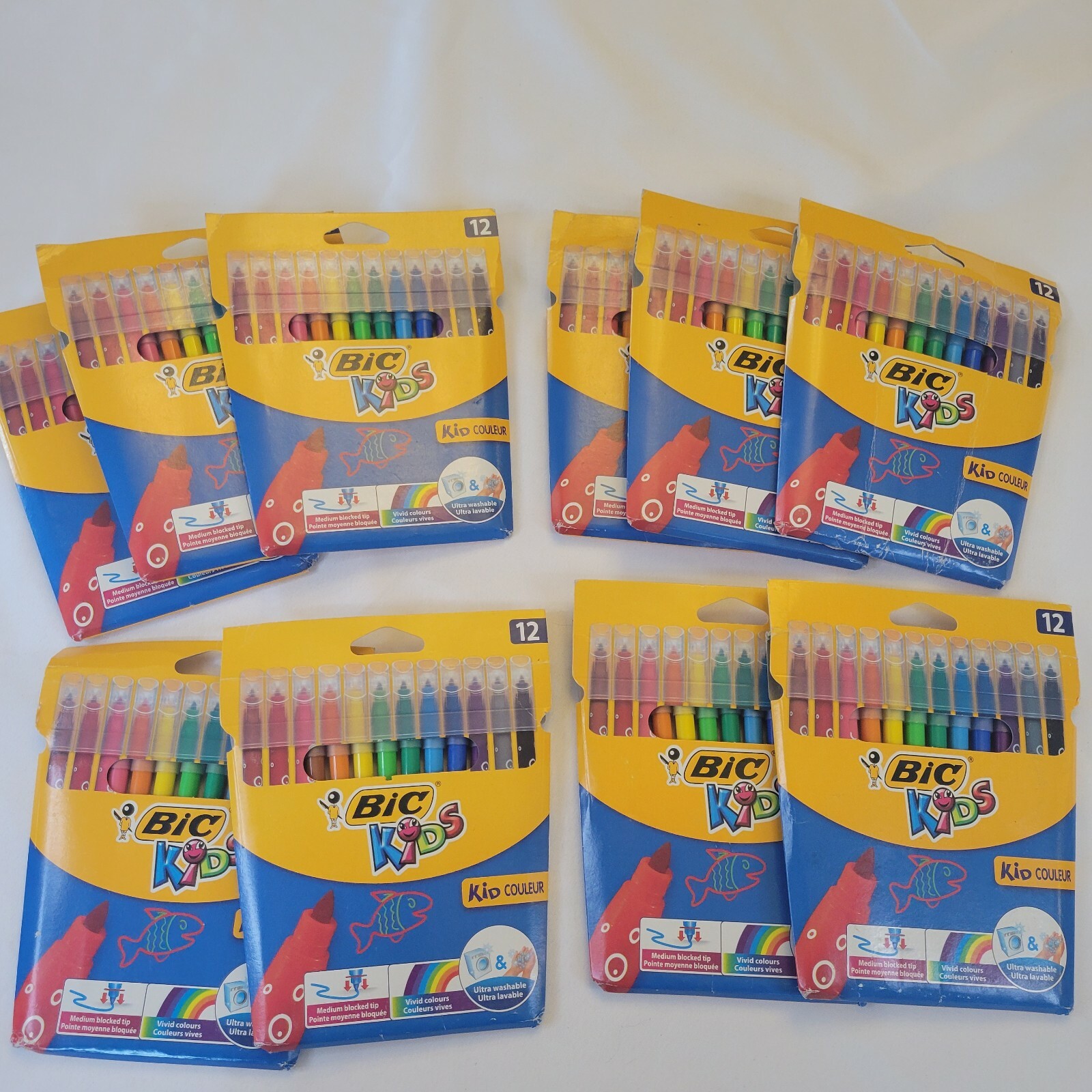 Bic Kids Ultra Washable Coloring Felt Pens 10 Packages of 12