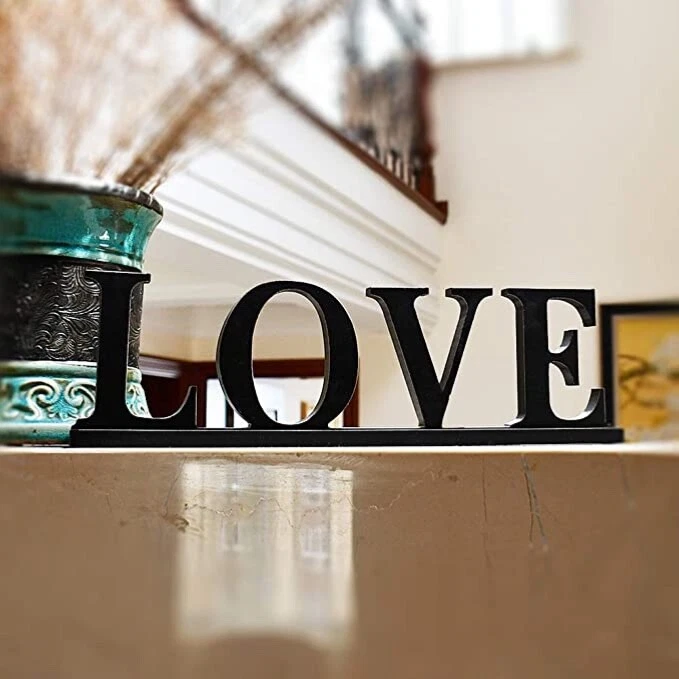 Wooden Love Sign Home Decor Table Top Sign Freestanding Decorative Cutout Word - Image 4 of 4