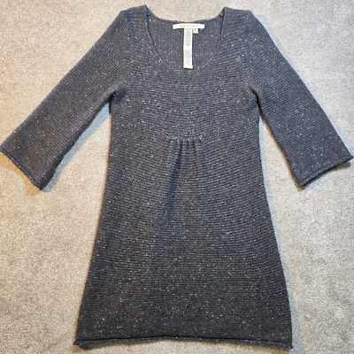 max studio long sleeve sweater dress Max Studios Womens LARGE Gray Long Sleeve Short Sweater Dress Wool Blend