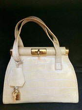 Vintage 2000 Russell Bromley Uk Ice Croc Leather Gladstone Grab Bag Italy 10x9x4