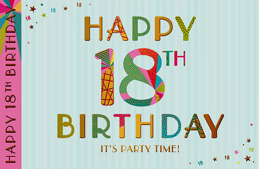 18th Happy Birthday Greeting Card by Words and Wishes