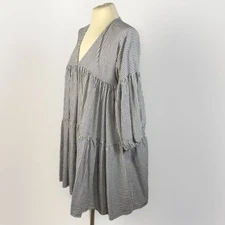 GRADE & GATHER Tiered Striped Dress S/M Pockets HTF Sold Out Online Summer  FALL
