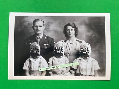 Found 4X6 PHOTO Old Odd Strange Monster Gopher Children Family