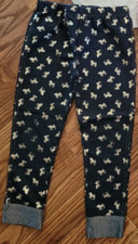 LITTLE LASS GIRL'S NAVY BLUE UNICORN JEGGINGS TAGGED SZ 6, BUT FIT LIKE SZ 5.