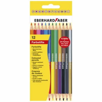 EBERHARD FABER Farbstifte Colori Duo 12 Stück / 24 Farben incl. gold+silber